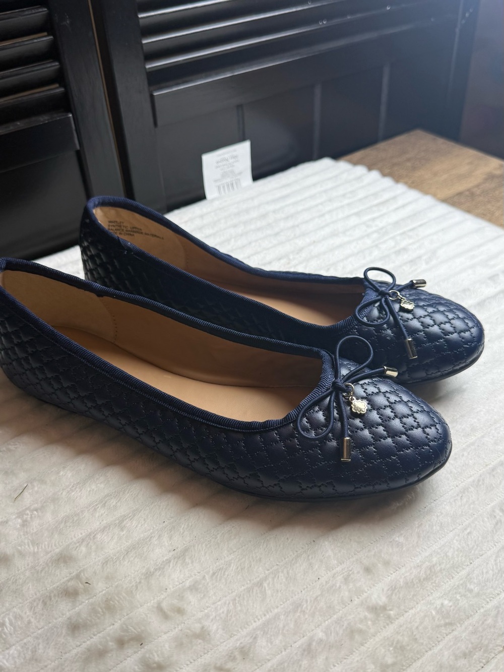crown & ivy Navy Quilted Ballet Flats with Bow Charm - Picture 7 of 8
